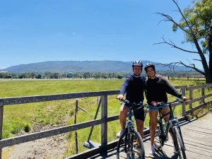 enjoying the view of the yarra ranges on a cycle tour