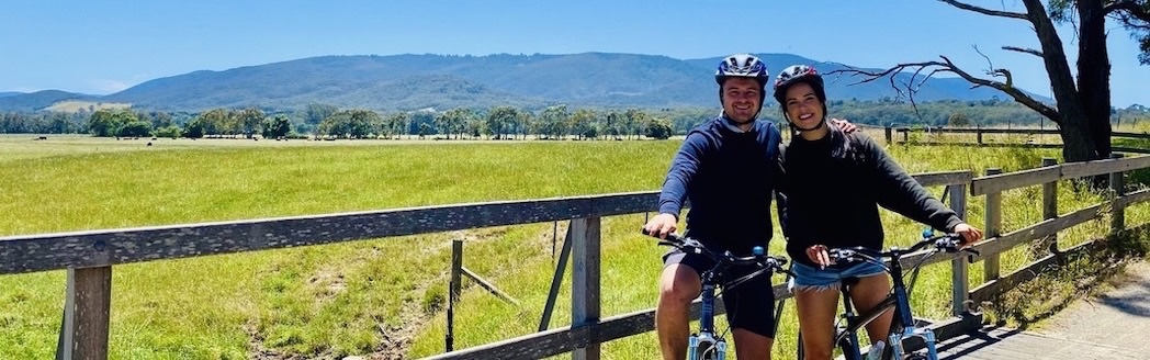 cycling on the warburton rail trail on a guided cycle tour
